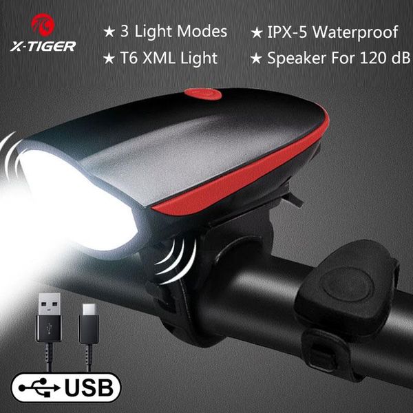 

bicycle light speaker usb rechargeable waterproof outdoor night riding glare with horn led bike lights