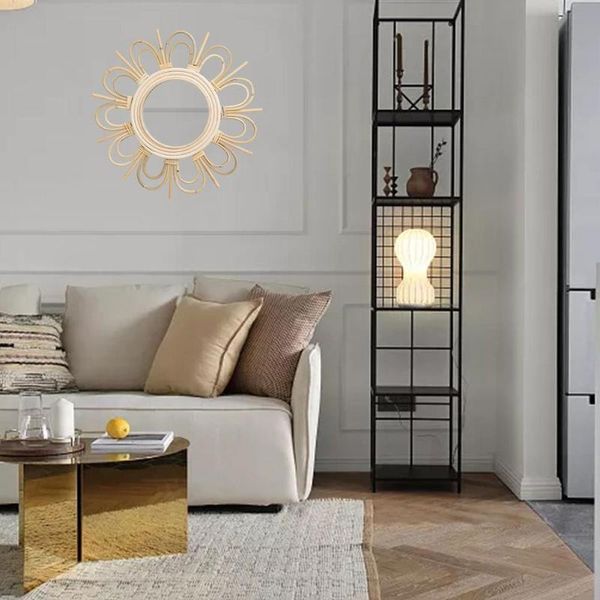 

mirrors rattan innovative art decoration round makeup mirror dressing bathroom wall hanging