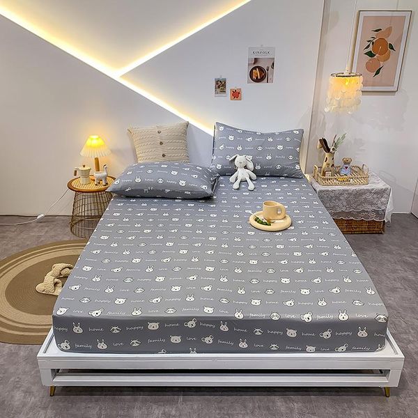

sheets & sets 3pc/set cartoon bed sheet printed with case fitted elastic linen mattress cover queen king size