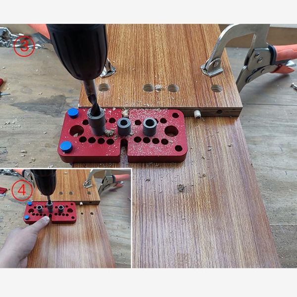 

professional hand tool sets 3 in 1 vertical pocket hole dowel jig kit locator drill guide puncher self centering woodworking