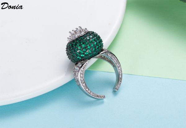 

donia jewelry luxury ring fashion exaggerated copper micro-inlaid full-color zircon gift from european and american creative designers, Silver