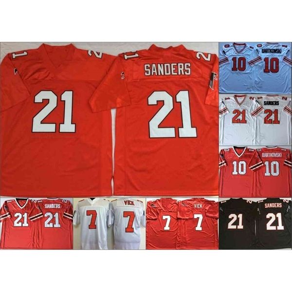 

goodncaa vintage jersey 4 brett favre 7 michael vick 21 deion sanders 10 steve bartkowski football jerseys white red black retro stitched me