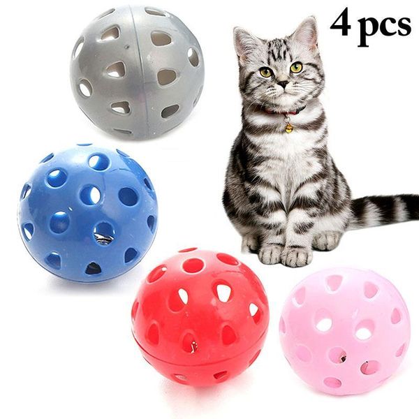 

cat toys 4pcs toy interactive kitten balls small plastic jingle with bell pet supplies random color