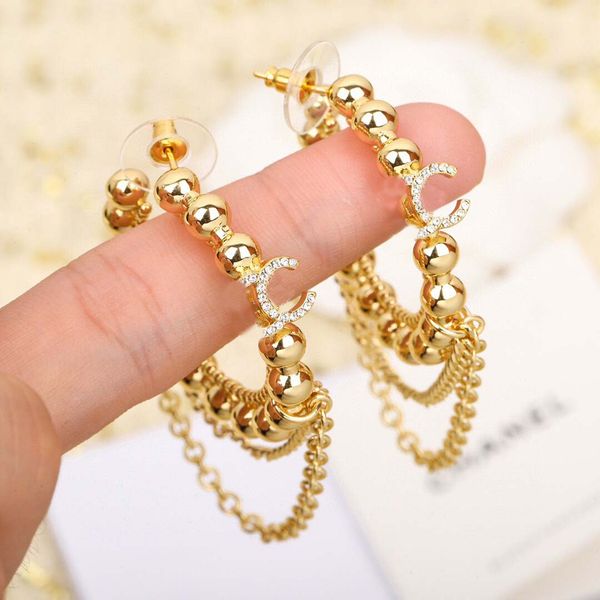 

2022 charm small round shape drop stud earring in 18k gold plated for women wedding jewelry gift have box stamp ps7164, Golden