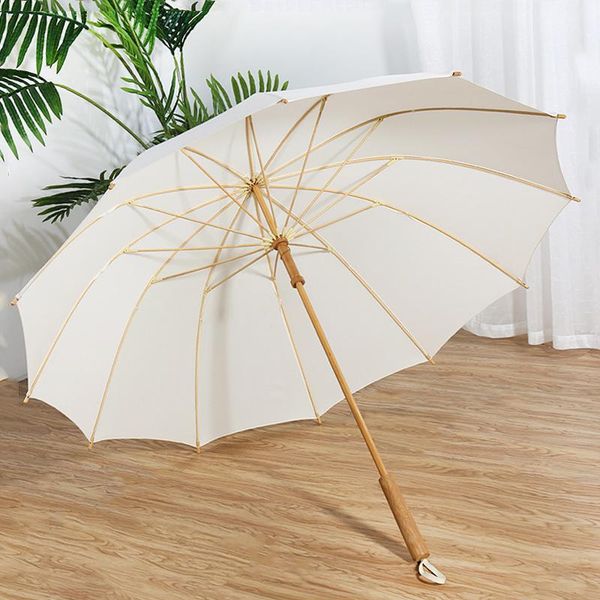 

umbrellas white umbrella long handle uv protection windproof outdoor fashion large sombrilla playa rain gear bd50uu