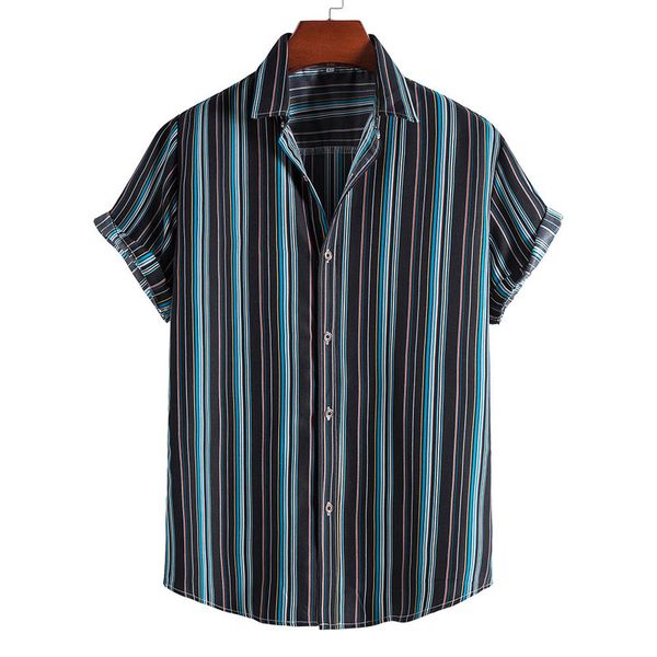

single color striped hawaiian style men's short-sleeved shirt geometric print party beach daily casual lapel, White;black