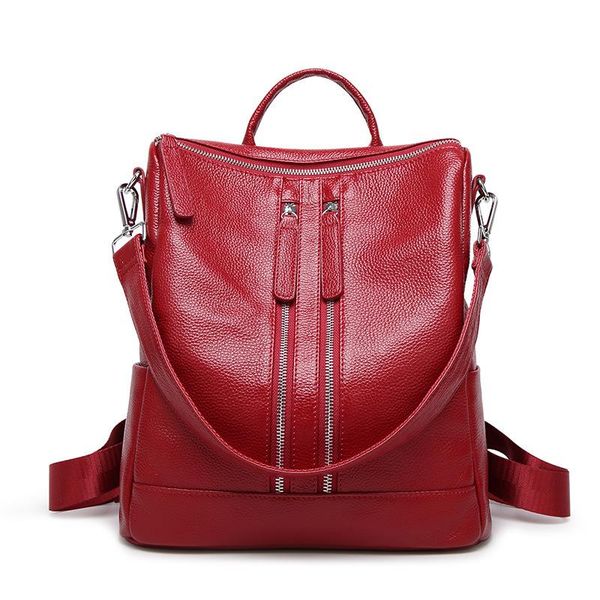 

backpack 2021 simple fashion portable leather women european and american large capacity dual-use bag