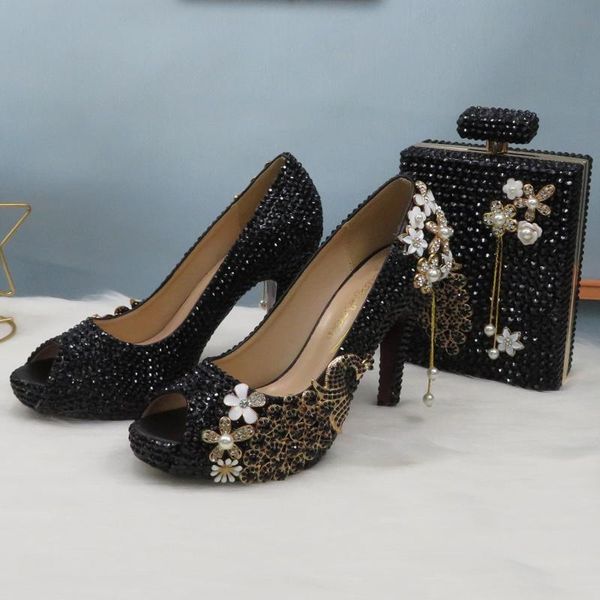 

dress shoes baoyafang 2021 arrive black crystal party wedding bride woman high heel platform ladies female pumps