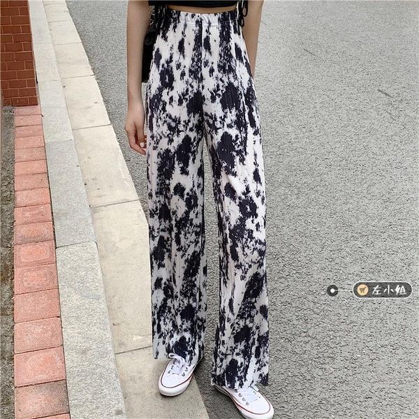 

women's shorts design sense small crowd drape feeling tie dyed pants, White;black