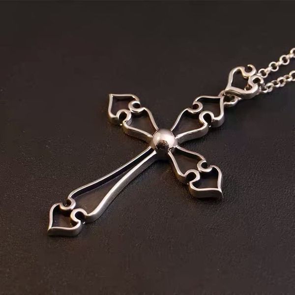 

croquet sweater men's and women's casual sword cross necklace cross letter chain hip hop, Black