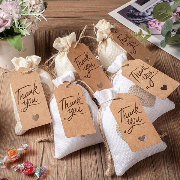 

gift wrap 10pcs heart-shaped drawstring bag candy linen pocket wedding family party decoration crafts holiday supplies