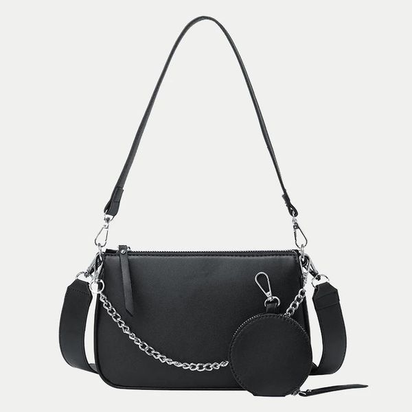 

evening bags fashion shoulder for women black pu leather crossbody handbags with purse female design pouch bag af