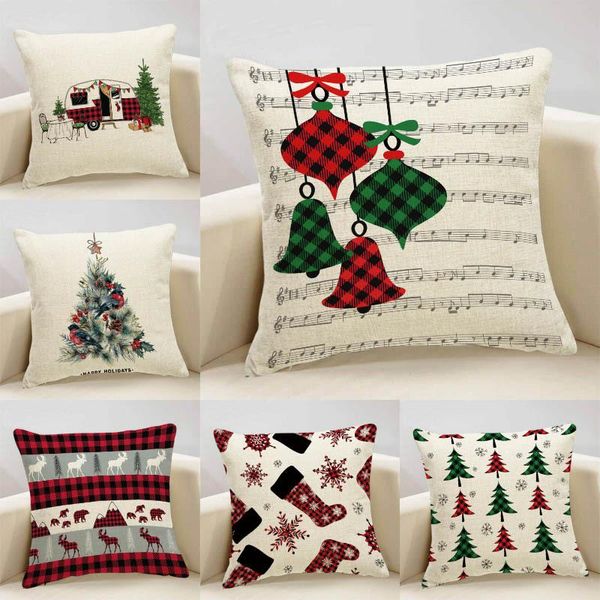 

pillow square christmas red pillowcase, elk decoration, home textile fabric