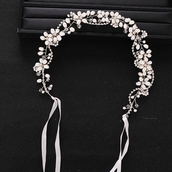 

trendy handmade silver color crystal pearl headband bridal hair accessories wedding headdress princess hair jewelry bridal tiaradio chan con, White;golden