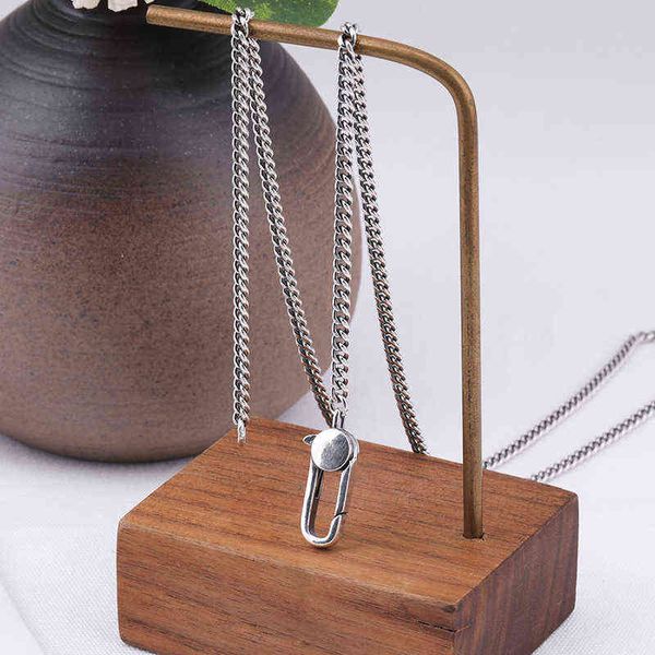 

40019 s925 sterling silver necklace sweater chain simple fashion horse whip wild retro jewelry