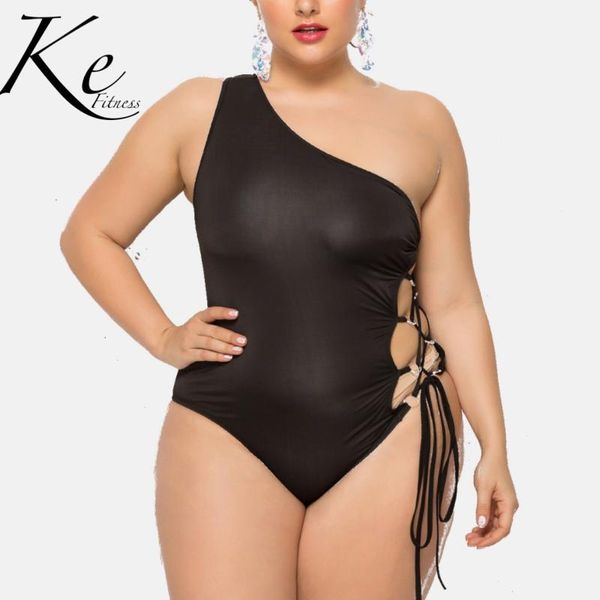 

swimsuit women oblique shoulder plus fat increase swimwear one-piece bikini female woman size big extra 2xl-5xl suits