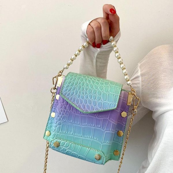 

evening bags women crossbody small phone pouch cute luxury purse and handbag pearl chain leather shoulder mini clutches