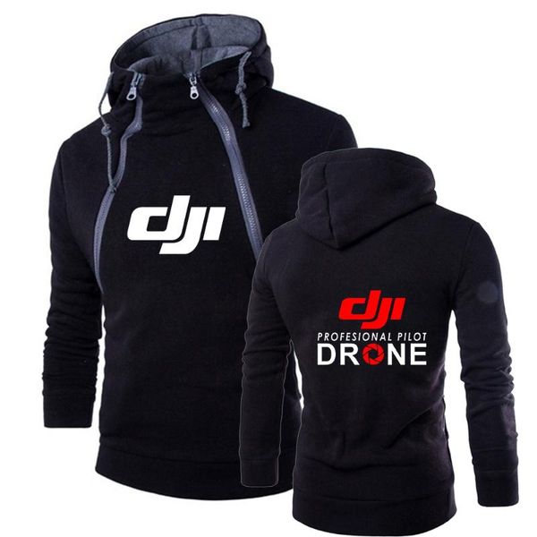 

men's hoodies & sweatshirts men dji professional pilot drone logo harajuku style leisure pullover classic tracksuit slim fashion, Black