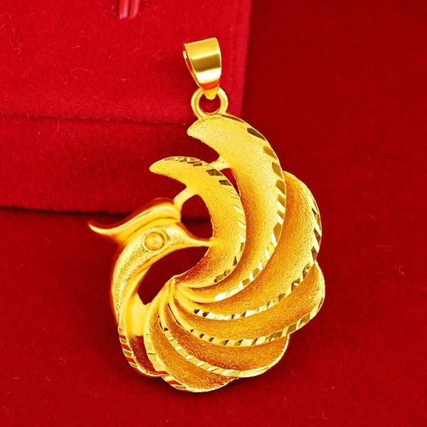 Anhänger Halsketten Gold Pfau Halskette Gelb gefüllt Charm Damen Schmuck Geschenk