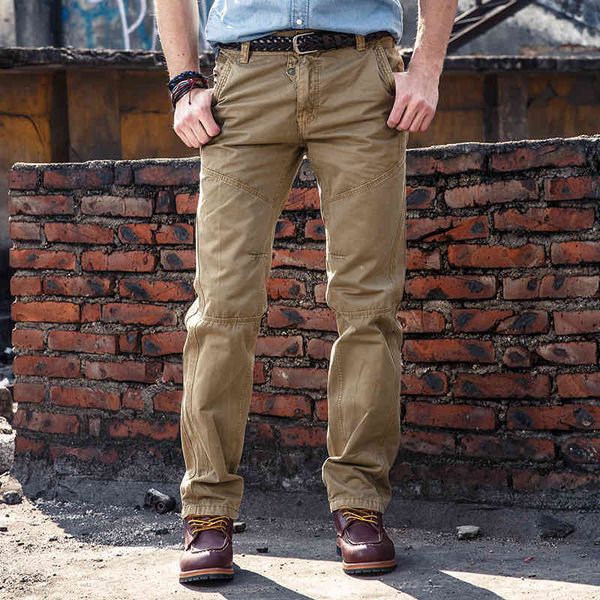

men's pants cargo multi pockets tactical work men outwear streetwear army straight slacks casual long tro lul2, Black