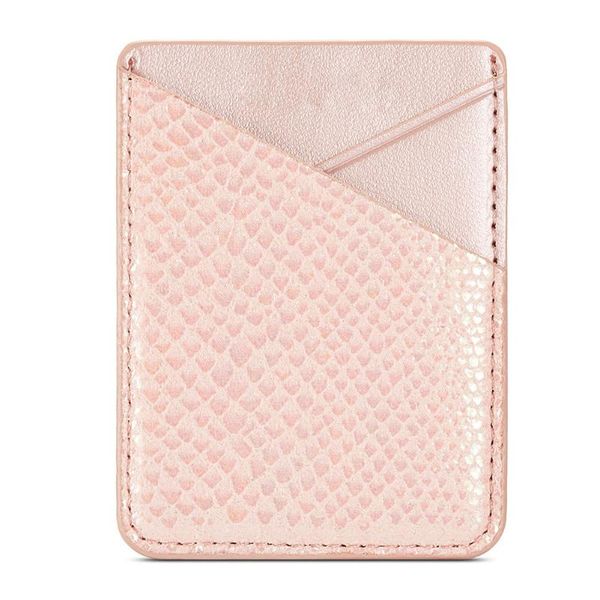 

other fashion accessories card holder sticker stick-on pu leather cell phone portable wallet universal adhesive storage pouch, Silver
