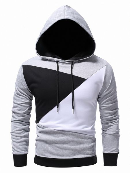 

men cut and sew drawstring hoodie e9or#, Black