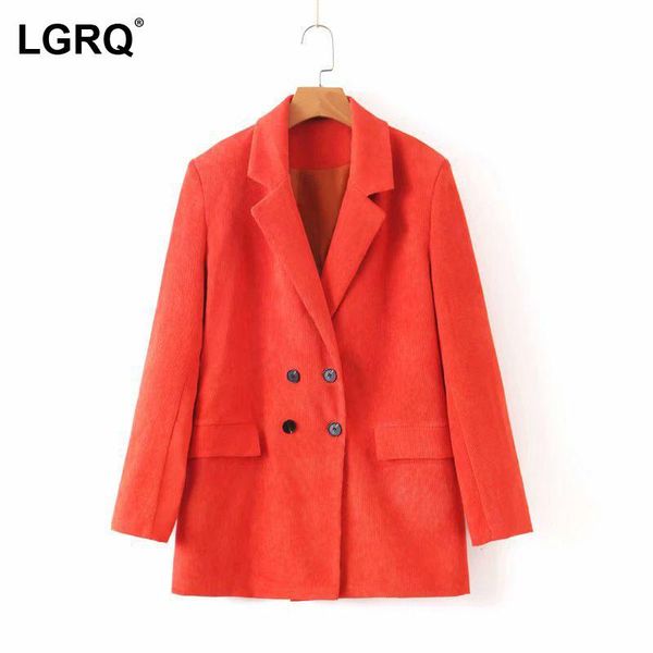 

women's suits & blazers [lgrq] women solid casual double breasted blazer notched neck long sleeve jacket fashion tide spring autumn 202, White;black