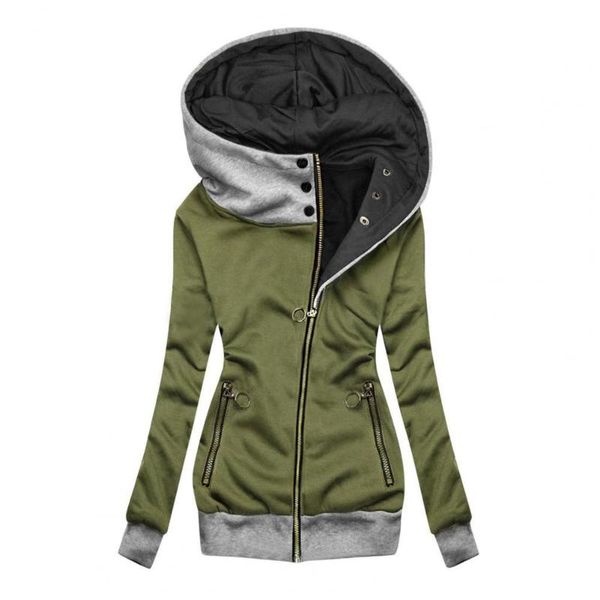 

women's jackets women casual solid color zipper hooded jacket autumn warm for daily wear, Black;brown