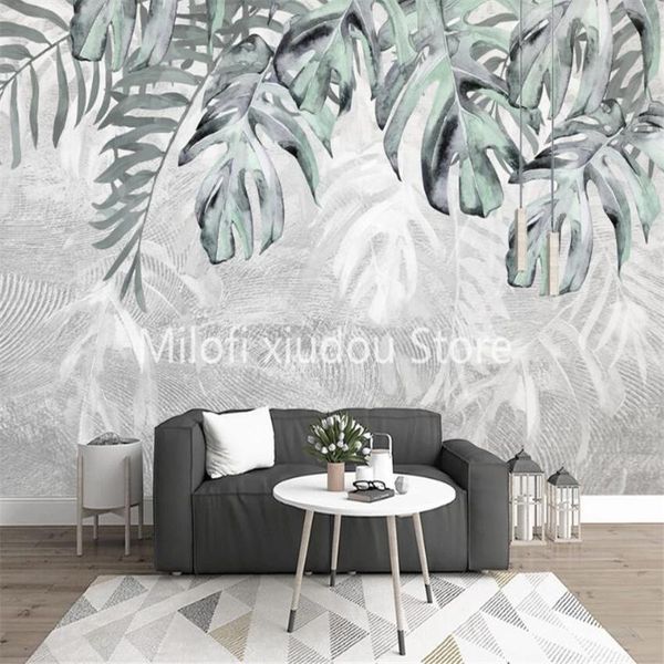 

wallpapers milofi custom 3d wallpaper mural modern minimalist fresh plant leaf living room bedroom background wall decoration