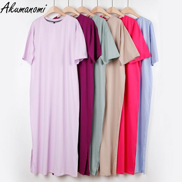 

2021oversized long summer plus size women slit dresses 6xl 7xl 8xl 9xl 10xl cotton loose casual maxi harajuku za boho dress black, Black;gray