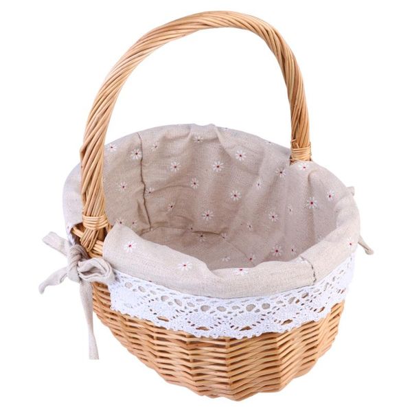 

storage baskets 1pc pastoral style woven basket rattan for wedding picnic home