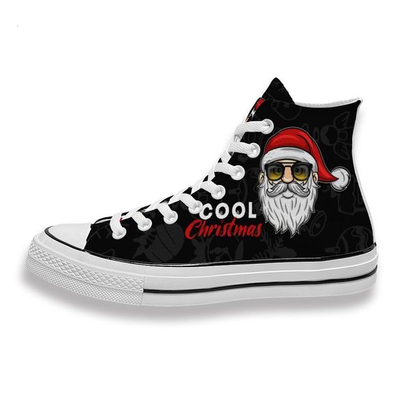 

custom printed cool sunglass santa merry christmas sneakers high mens womens running sho skateboard diy trainers canvas casual