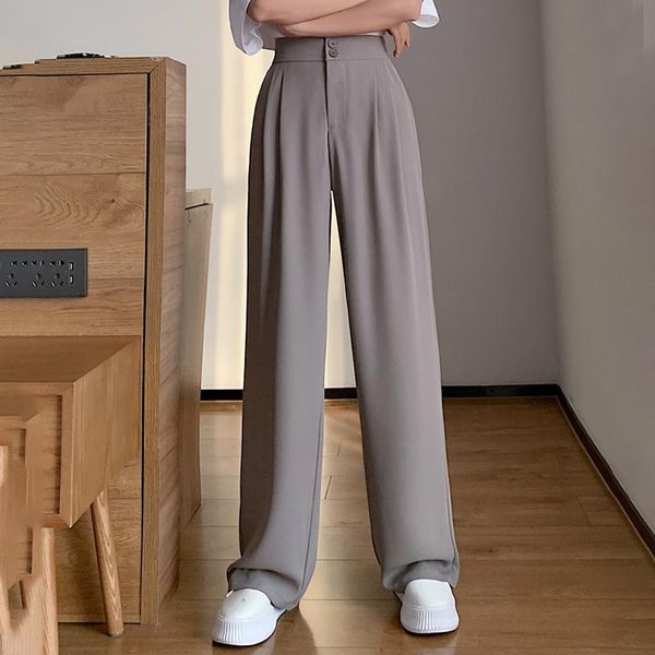 

women's pants & capris summer loose casual trousers for women high waist maxi wide leg female elegant 2021 fashion clothes, Black;white