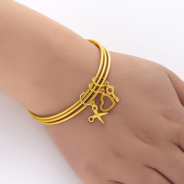

bangle women's 24k gold-plated bracelet love goldfish-shaped fashion frosted bracelets sand gold three-ring thin wedding gifts, Black