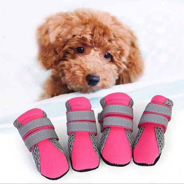 

dog apparel summer pet shoes 4pcs/set breathable diving fabrics small large dog's boots non-slip reflective for chihuahua