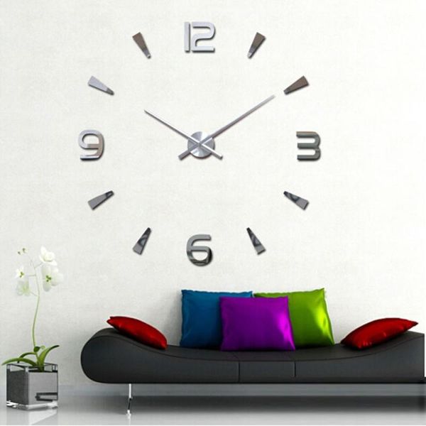 

wall clocks fashion lovely 3d diy large clock mirror surface sticker home office decor