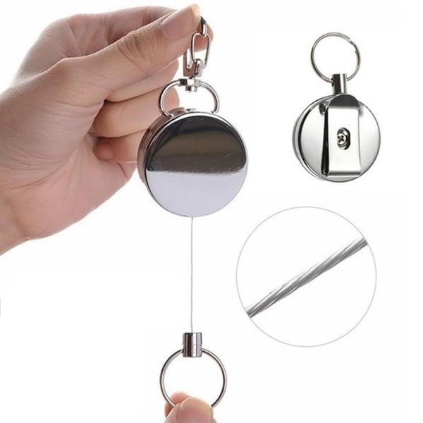 

hooks & rails heavy duty stainless steel wire retractable key chain lanyard swivel clip rope elastic recoils anti lost secure keychain