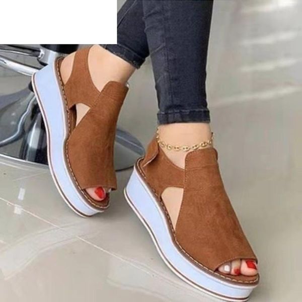 

sandals 2021 summer women wedge open toe casual shoes fashion platform outdoor fish mouth non-slip, Black