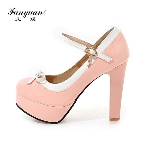 

fanyuan ladies high heel platform butterfly-knot buckle ankle strap stillettoes sweet bridal/princess shoes party pump dress, Black
