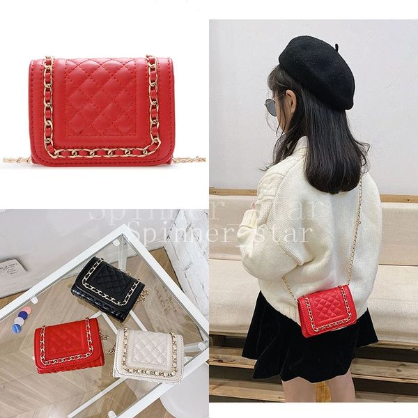 

little girl fashion handbags pu square chain shoulder package exquisite practical outdoor bags holiday gift, White