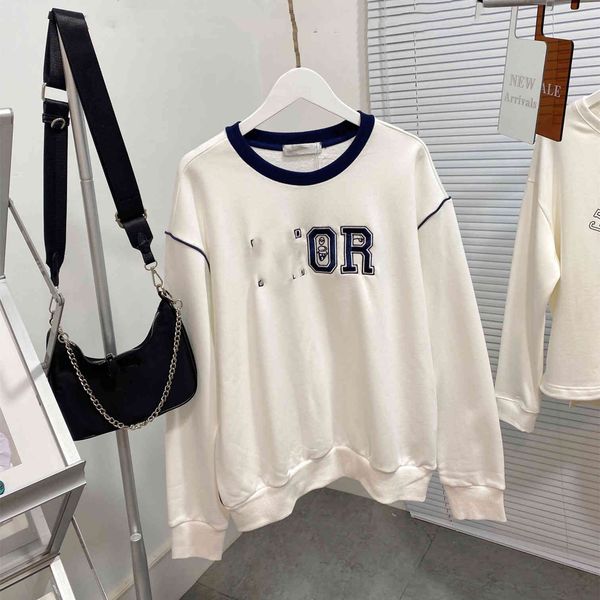 

design clothing family's 2021 autumn new embroidered letter brace couple's sweater is loose thin, versatile, long sleeved for men, Black