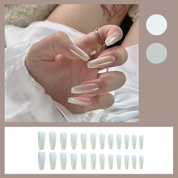 

false nails long fake nail patches platinum wearable patch finished 24 pcs with glue ne, Red;gold
