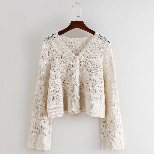 

women's knits & tees thin jacket women summer air-conditioning shirt 2021 knitted hollow shawl all-match blouse cardigan, White
