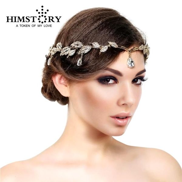 

hair clips & barrettes 2021 est gold wedding bridal headband jewelry waterdrop peandent leaf tiaras and crowns accessory, Golden;silver