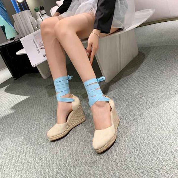 

fashion wedge dress shoes women silk lace up high-heeled party pumps retro designer fisherman shoe size 35-42, Black