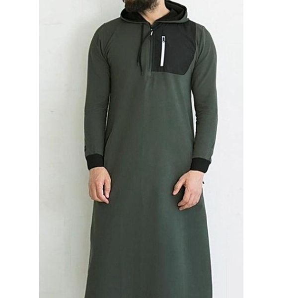 

ethnic clothing islam muslim fashion clothes for men modern men's caftan robes zipper hooded streetwear jubba thobe loose casual, Red