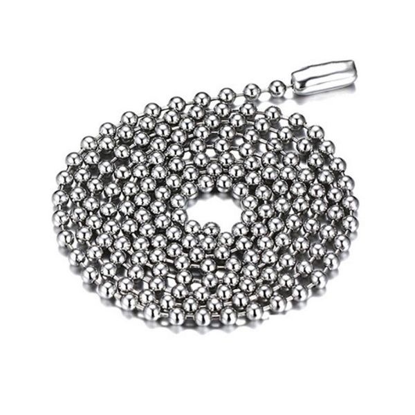 

1.5/2/2.4/3.2mm 10/20/50/100pcs wholesale in bulk stainless steel silver round bead ball link chain men/women necklace jewelry chains