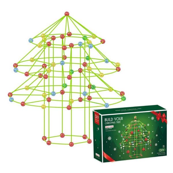 

christmas decorations kids construction toys building tools blocks assemble diy 3d tree fort tent children gift 2022
