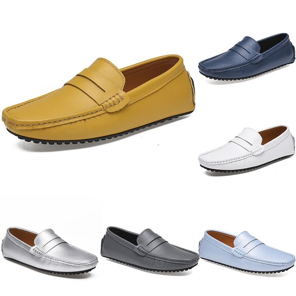 

shoes men s leather summercasual fashion peas driving soft sole fashion black navy white blue sier yellow grey footwear all match lazy cross