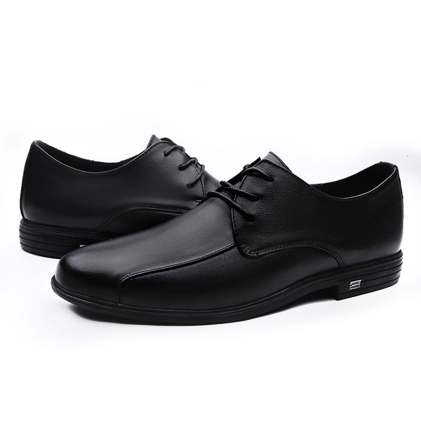 

dress shoes men genuine leather formal skin oxford for classic business 2021dress wedding laces up slip on office gz9l, Black